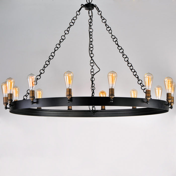 Maxim 26276BKNAB 14 Light Chandelier, Black / Natural Aged Brass