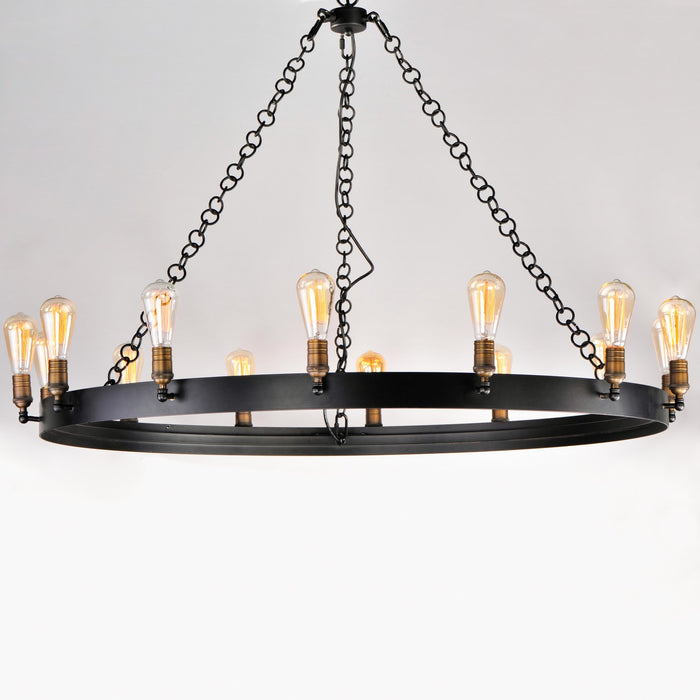 Maxim 26276BKNAB 14 Light Chandelier, Black / Natural Aged Brass