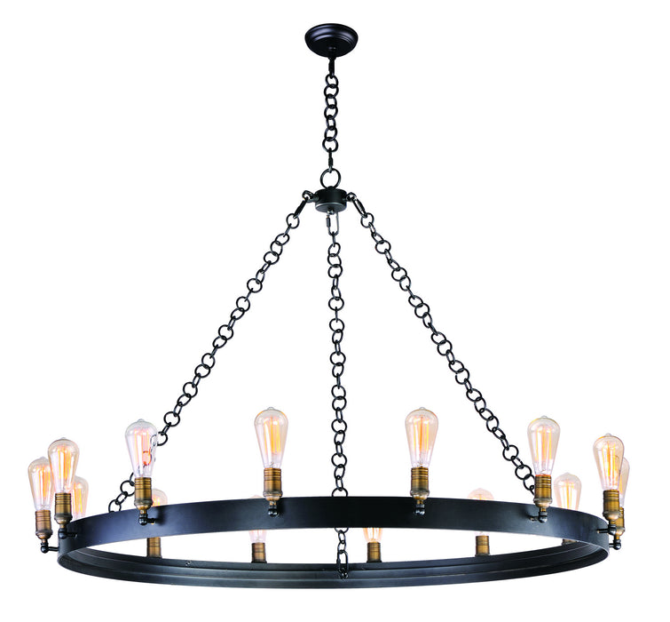 Maxim 26276BKNAB 14 Light Chandelier, Black / Natural Aged Brass