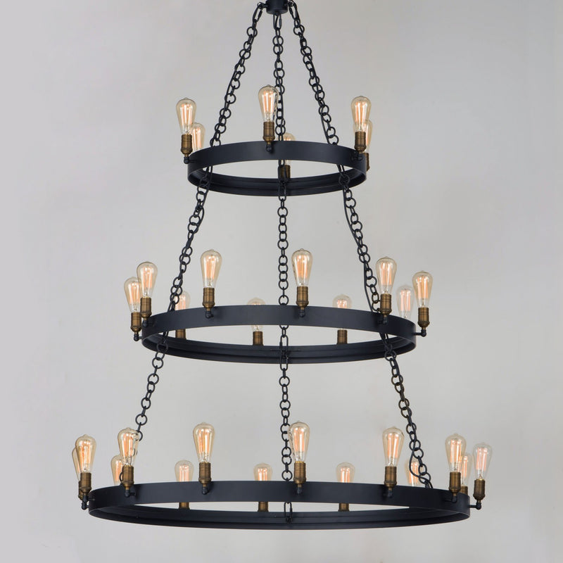 Maxim 26278BKNAB 30 Light Chandelier, Black / Natural Aged Brass