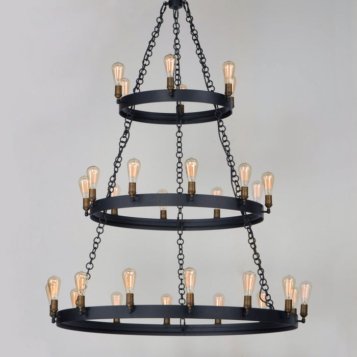 Maxim 26278BKNAB 30 Light Chandelier, Black / Natural Aged Brass