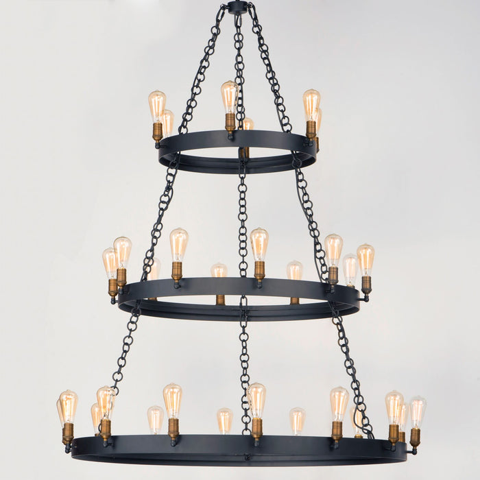 Maxim 26278BKNAB 30 Light Chandelier, Black / Natural Aged Brass