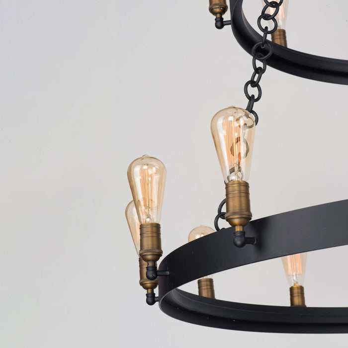 Maxim 26278BKNAB 30 Light Chandelier, Black / Natural Aged Brass