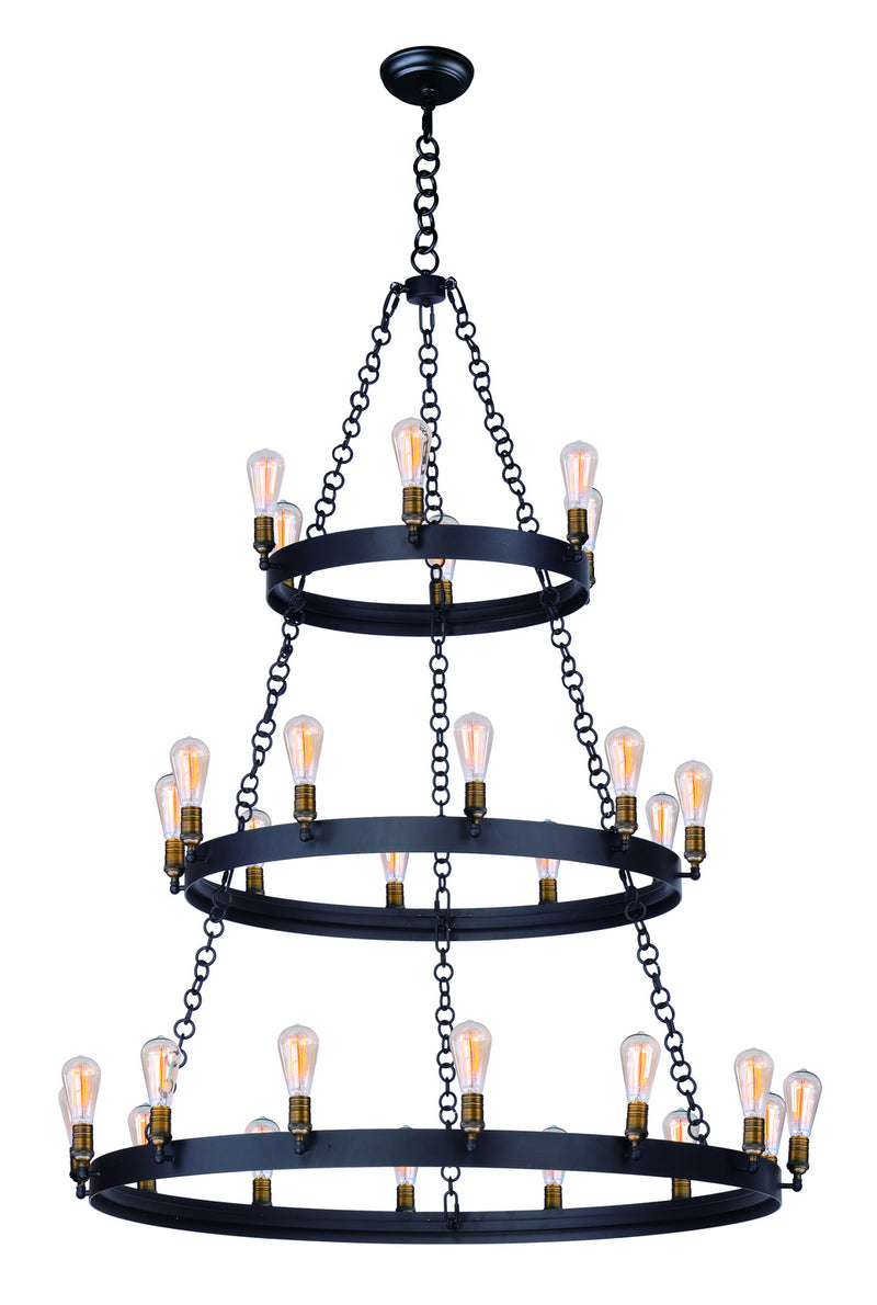 Maxim 26278BKNAB 30 Light Chandelier, Black / Natural Aged Brass
