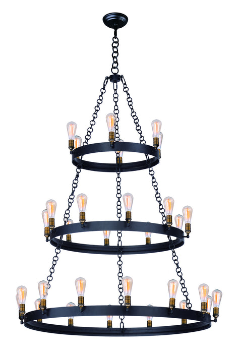 Maxim 26278BKNAB 30 Light Chandelier, Black / Natural Aged Brass