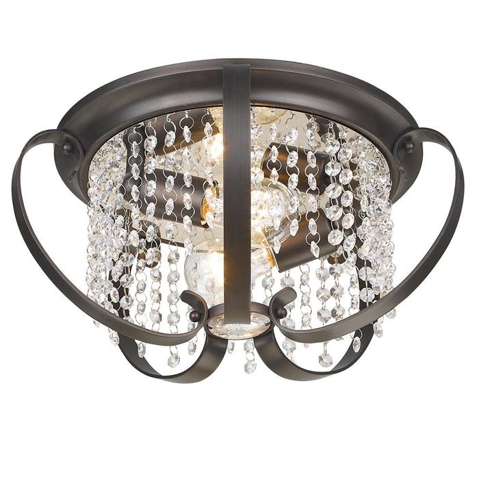 Golden 1323-FM EBB Two Light Flush Mount, Brushed Etruscan Bronze