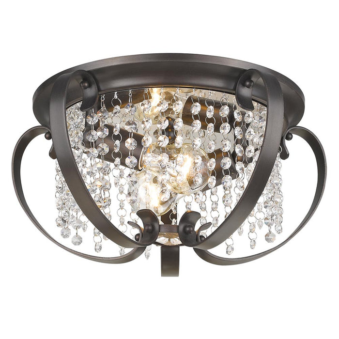 Golden 1323-FM EBB Two Light Flush Mount, Brushed Etruscan Bronze