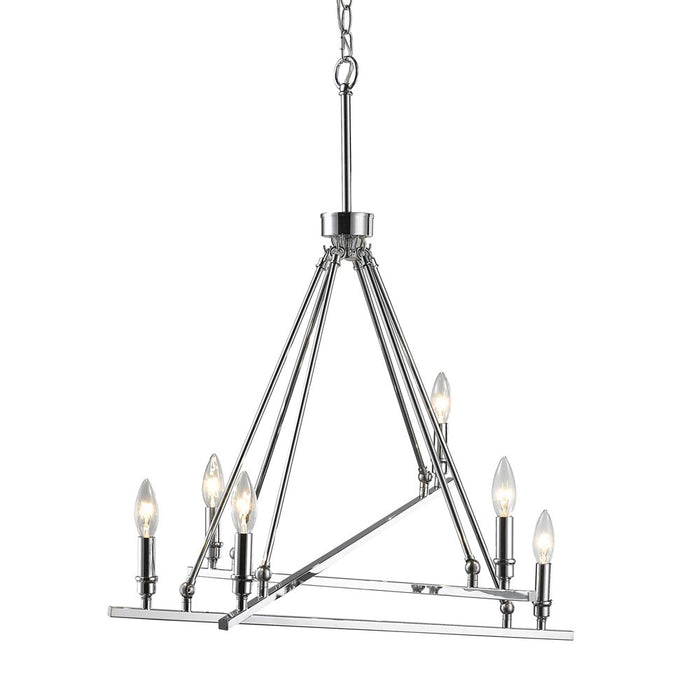 Golden 2360-6 CH Six Light Chandelier, Chrome