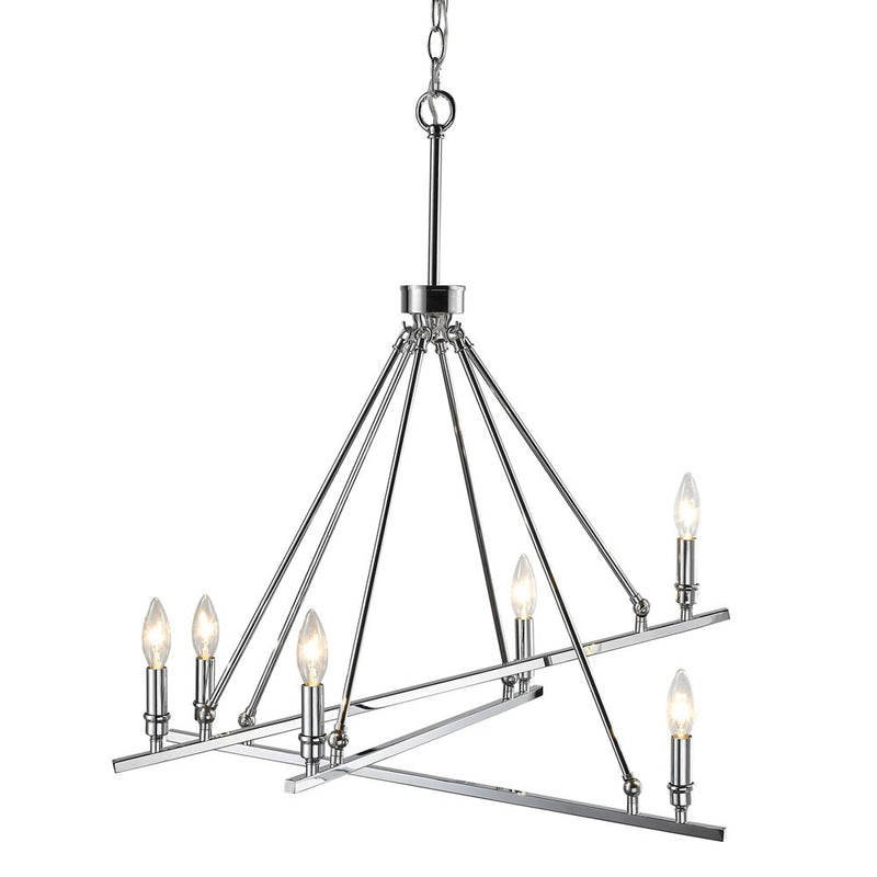 Golden 2360-6 CH Six Light Chandelier, Chrome