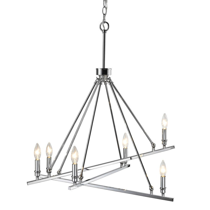 Golden 2360-6 CH Six Light Chandelier, Chrome