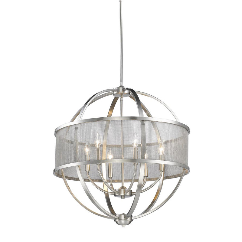 Golden 3167-6 PW-PW Six Light Chandelier, Pewter