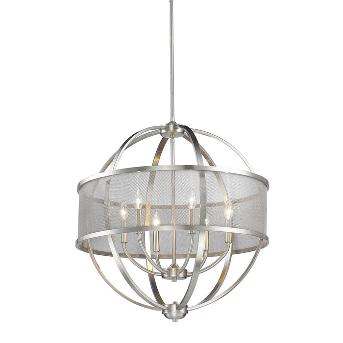 Golden 3167-6 PW-PW Six Light Chandelier, Pewter