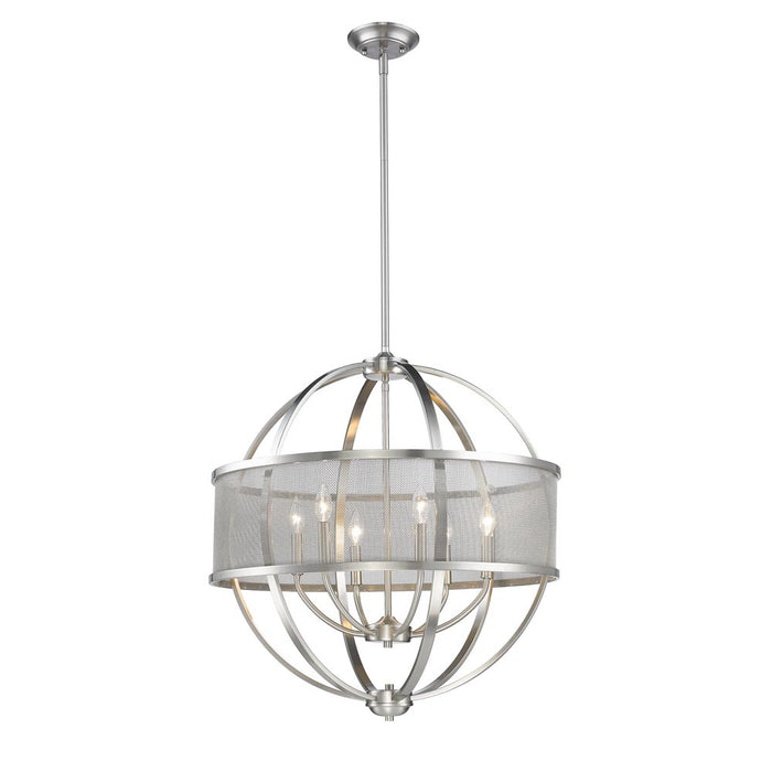 Golden 3167-6 PW-PW Six Light Chandelier, Pewter