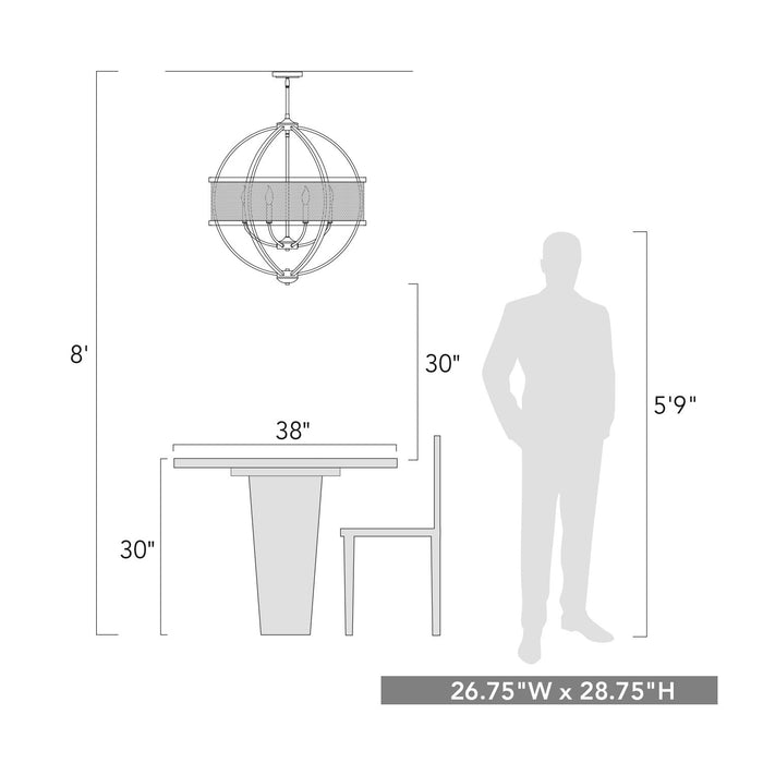 Golden 3167-6 PW-PW Six Light Chandelier, Pewter