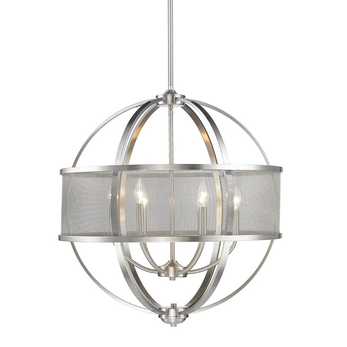 Golden 3167-6 PW-PW Six Light Chandelier, Pewter