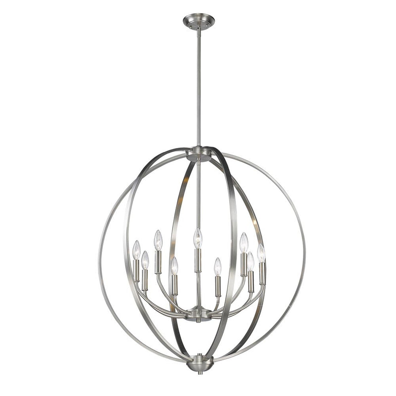Golden 3167-9 PW Nine Light Chandelier, Pewter