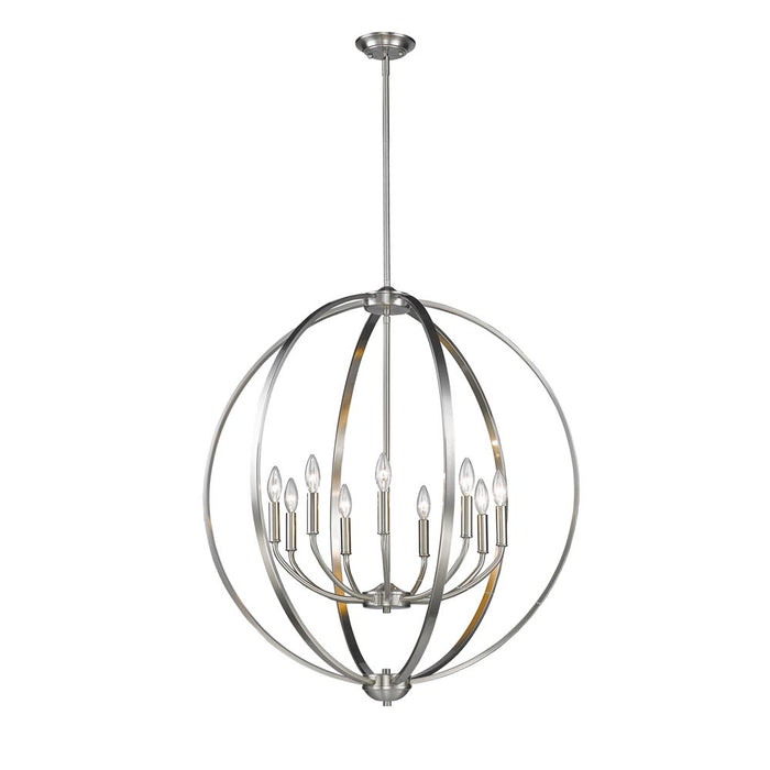 Golden 3167-9 PW Nine Light Chandelier, Pewter