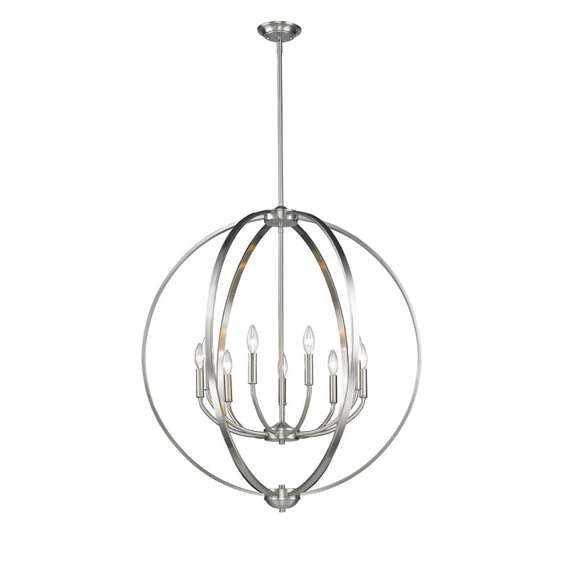Golden 3167-9 PW Nine Light Chandelier, Pewter