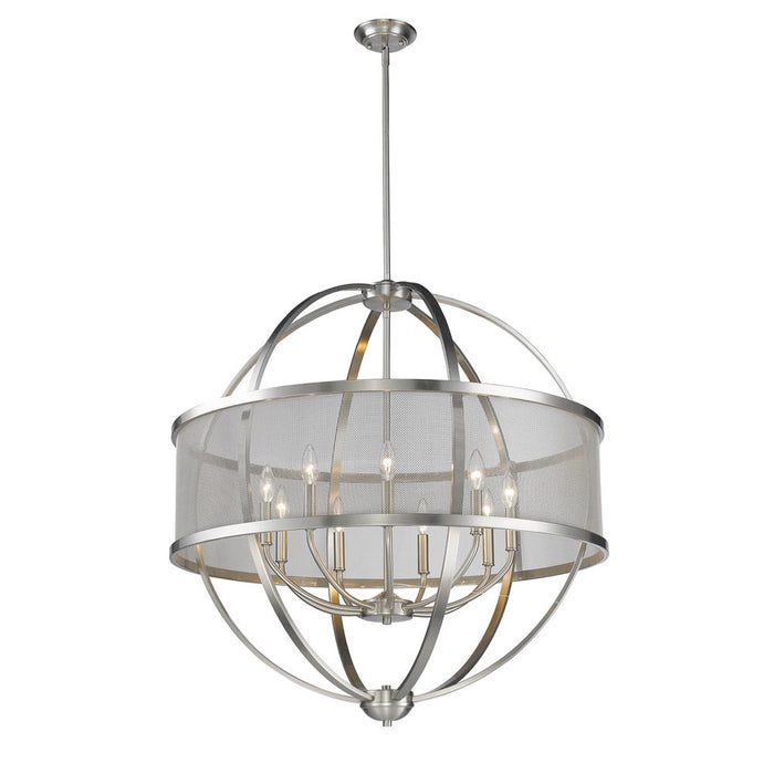 Golden 3167-9 PW-PW Nine Light Chandelier, Pewter