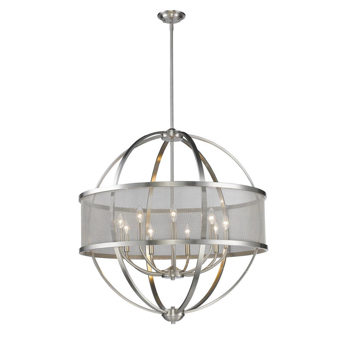 Golden 3167-9 PW-PW Nine Light Chandelier, Pewter