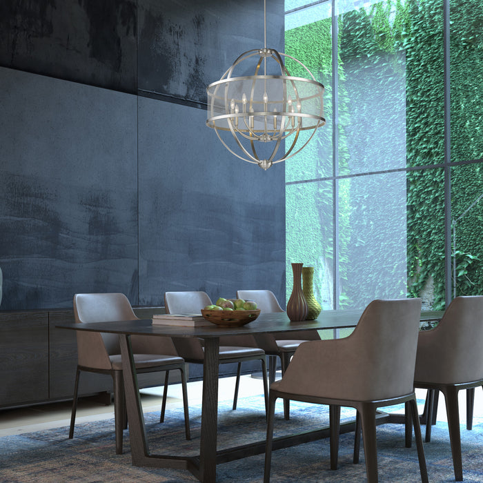 Golden 3167-9 PW-PW Nine Light Chandelier, Pewter