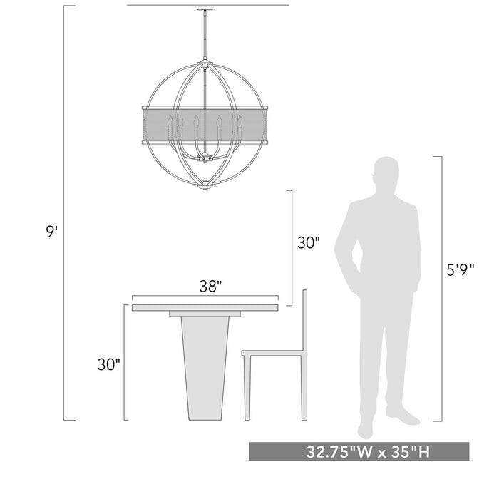 Golden 3167-9 PW-PW Nine Light Chandelier, Pewter