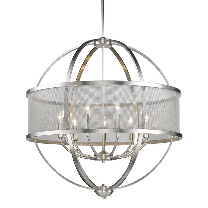 Golden 3167-9 PW-PW Nine Light Chandelier, Pewter