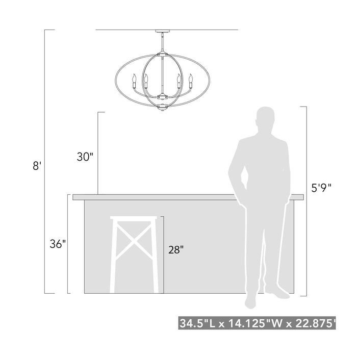 Golden 3167-LP PW Six Light Linear Pendant, Pewter