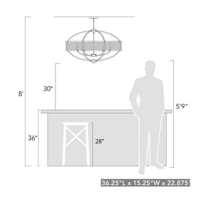 Golden 3167-LP PW-PW Six Light Linear Pendant, Pewter
