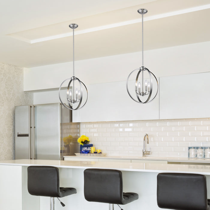 Golden 3167-4P PW Four Light Chandelier, Pewter
