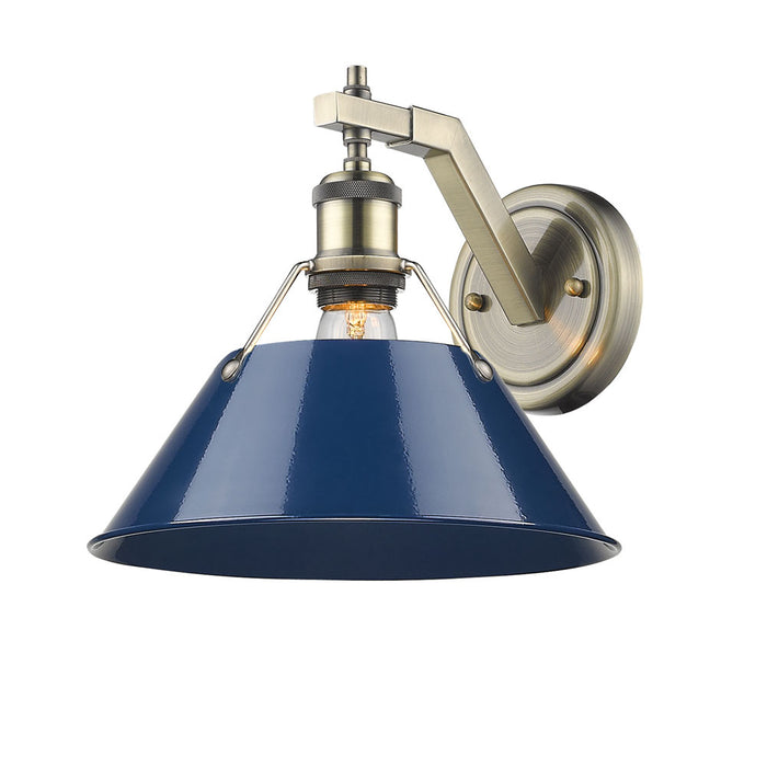 Golden 3306-1W AB-NVY One Light Wall Sconce, Aged Brass