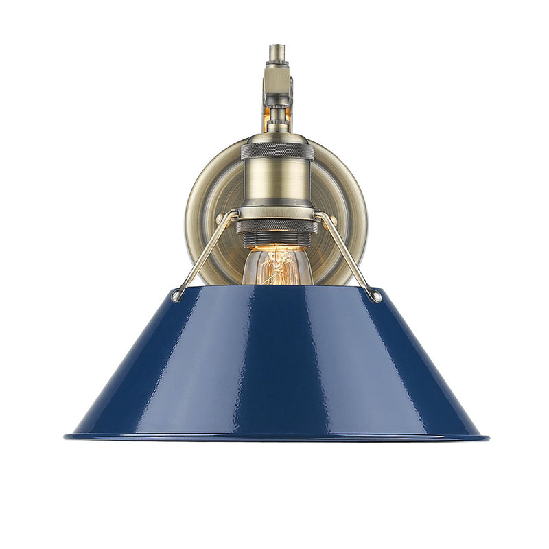 Golden 3306-1W AB-NVY One Light Wall Sconce, Aged Brass