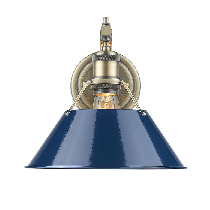 Golden 3306-1W AB-NVY One Light Wall Sconce, Aged Brass