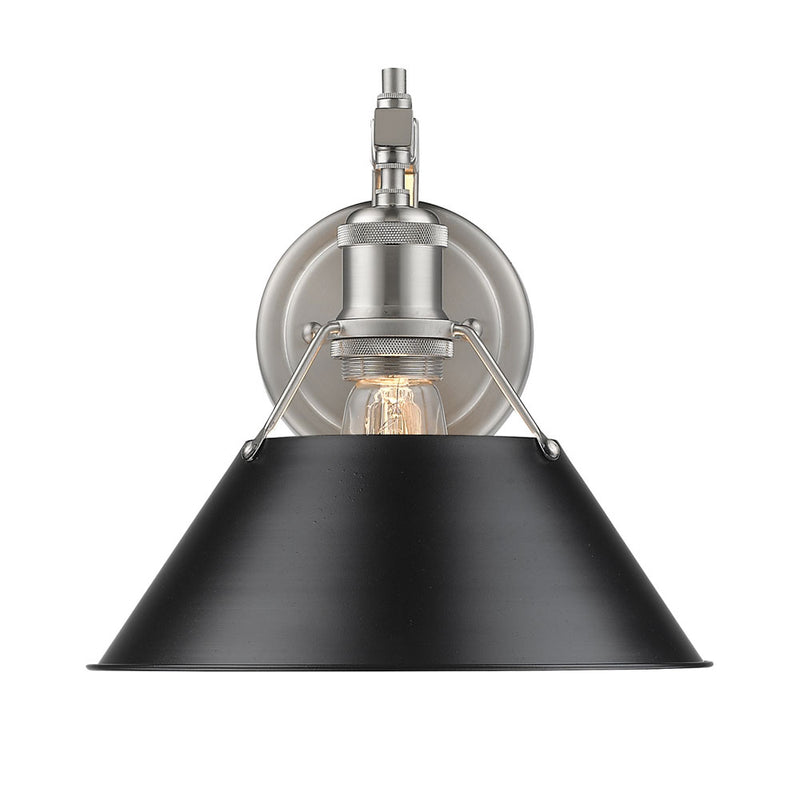 Golden 3306-1W PW-BLK One Light Wall Sconce, Pewter