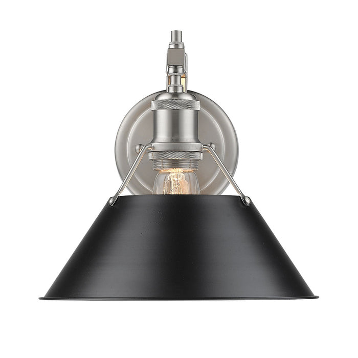 Golden 3306-1W PW-BLK One Light Wall Sconce, Pewter