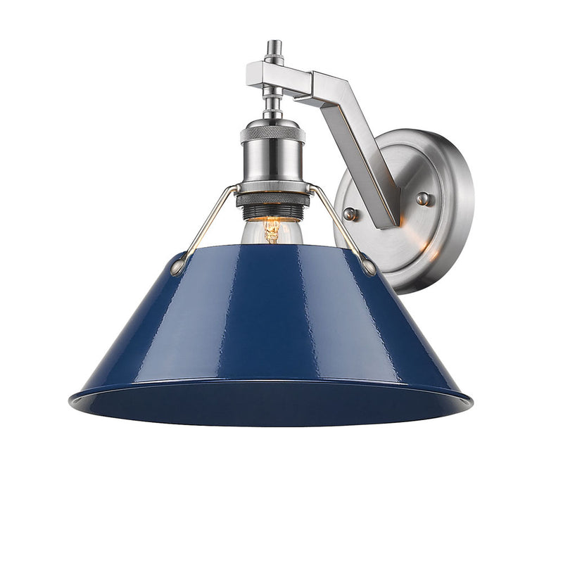 Golden 3306-1W PW-NVY One Light Wall Sconce, Pewter