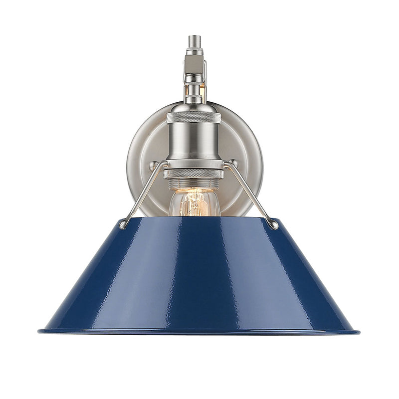 Golden 3306-1W PW-NVY One Light Wall Sconce, Pewter