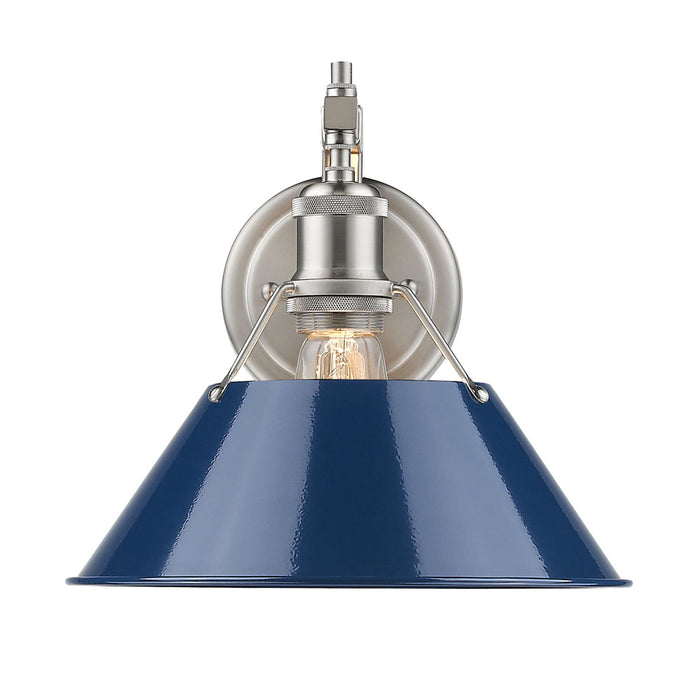Golden 3306-1W PW-NVY One Light Wall Sconce, Pewter