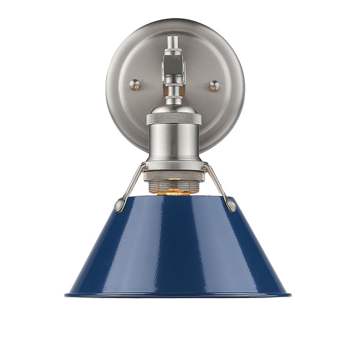 Golden 3306-BA1 PW-NVY One Light Bath Vanity, Pewter