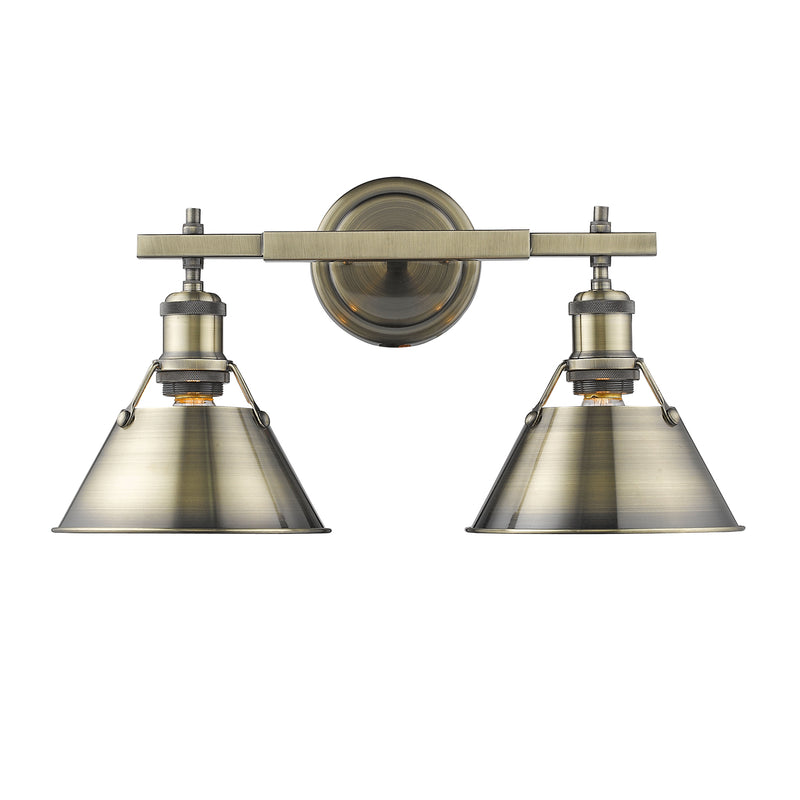 Golden 3306-BA2 AB-AB Two Light Bath Vanity, Aged Brass
