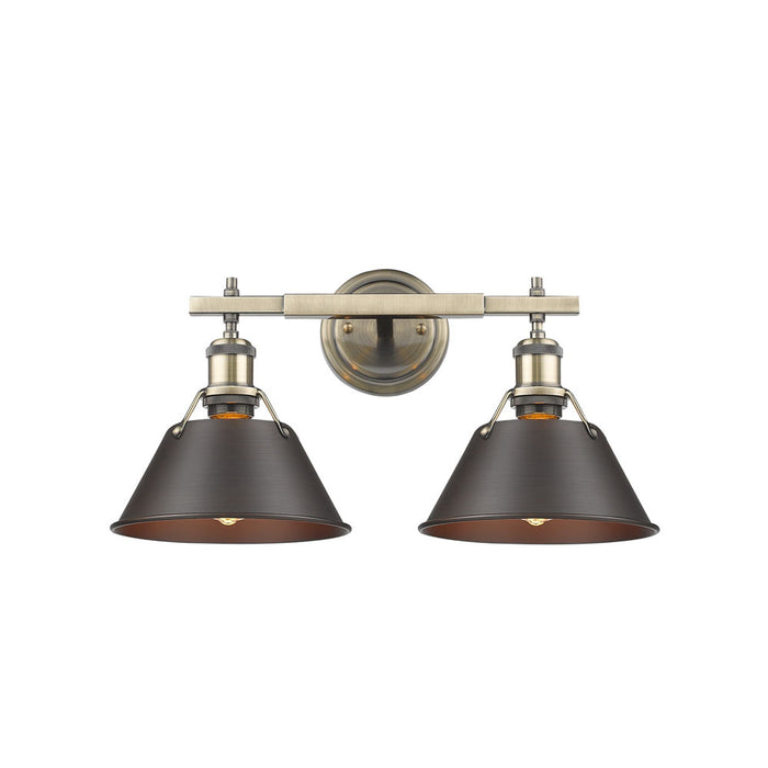Golden 3306-BA2 AB-RBZ Two Light Bath Vanity, Aged Brass