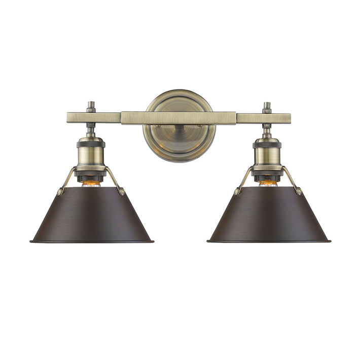 Golden 3306-BA2 AB-RBZ Two Light Bath Vanity, Aged Brass