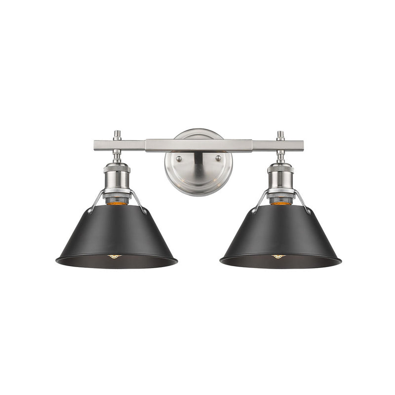 Golden 3306-BA2 PW-BLK Two Light Bath Vanity, Pewter