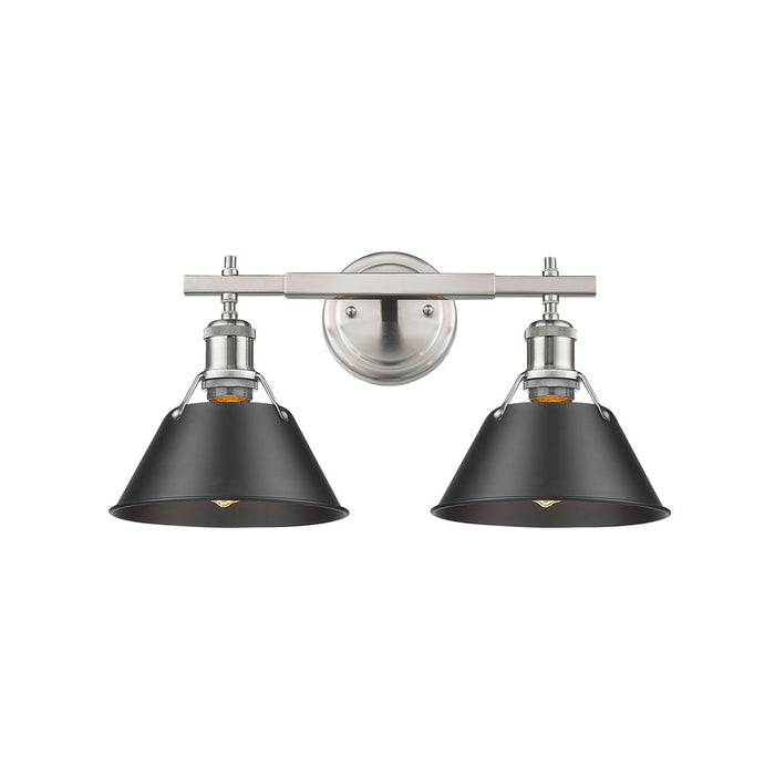 Golden 3306-BA2 PW-BLK Two Light Bath Vanity, Pewter