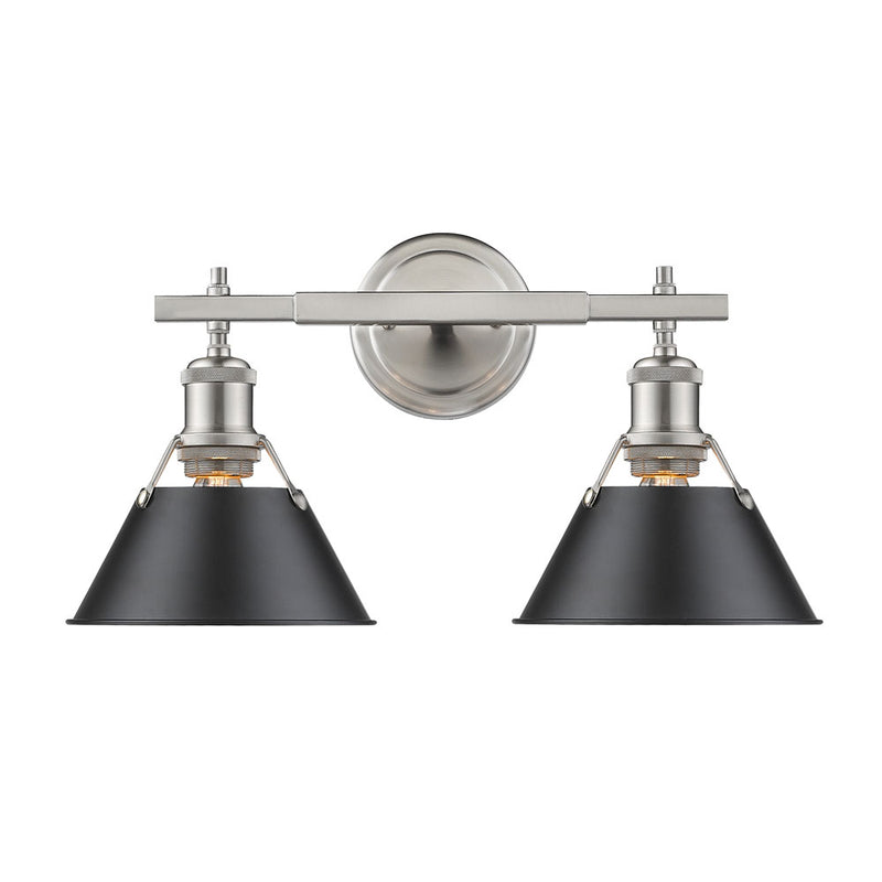 Golden 3306-BA2 PW-BLK Two Light Bath Vanity, Pewter