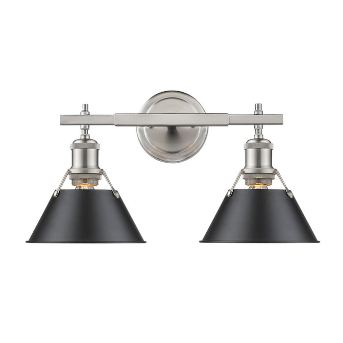 Golden 3306-BA2 PW-BLK Two Light Bath Vanity, Pewter