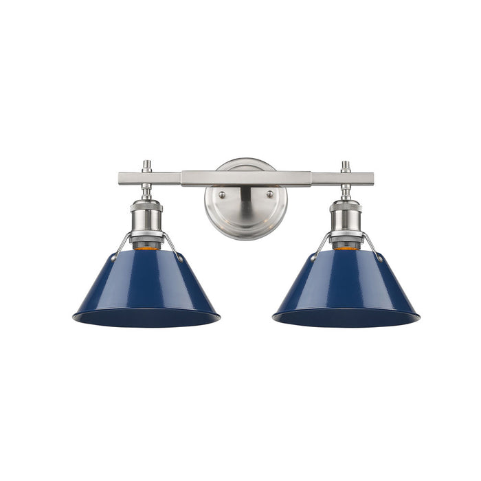 Golden 3306-BA2 PW-NVY Two Light Bath Vanity, Pewter