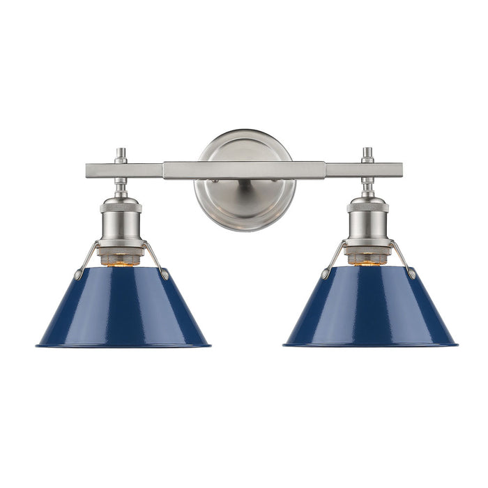 Golden 3306-BA2 PW-NVY Two Light Bath Vanity, Pewter