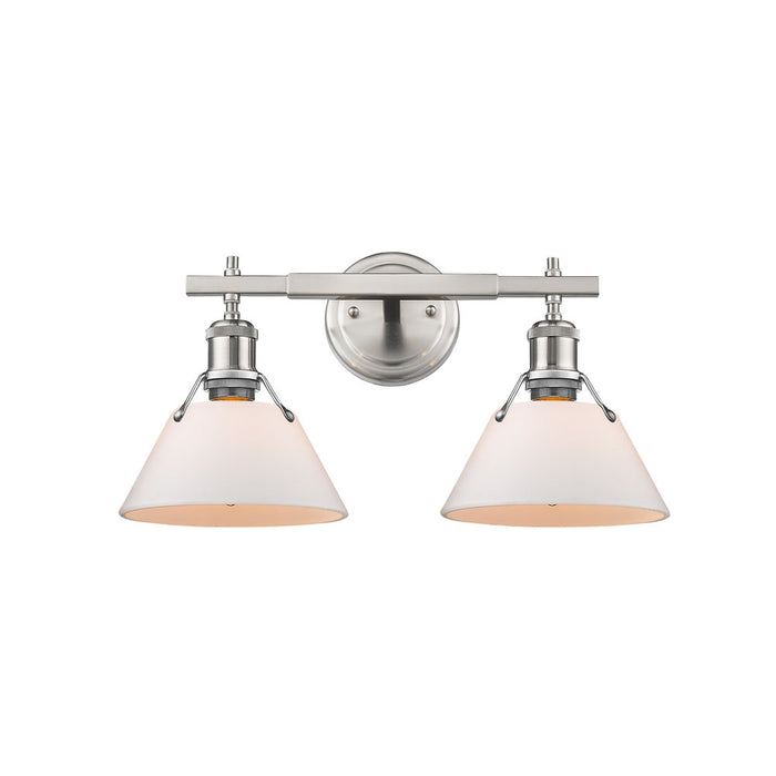 Golden 3306-BA2 PW-OP Two Light Bath Vanity, Pewter
