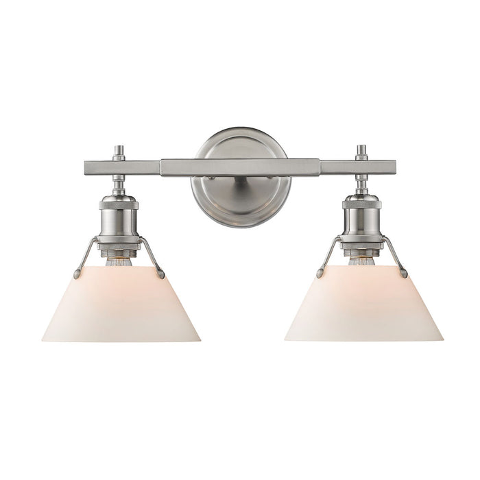 Golden 3306-BA2 PW-OP Two Light Bath Vanity, Pewter